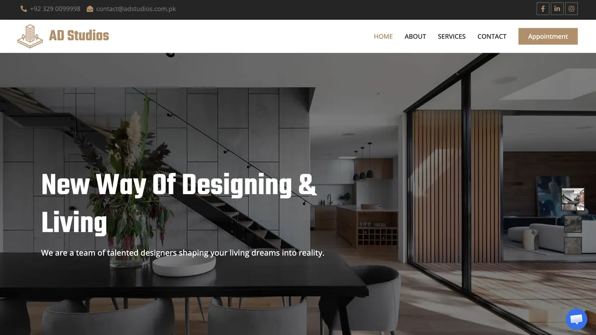 AD Studios website homepage